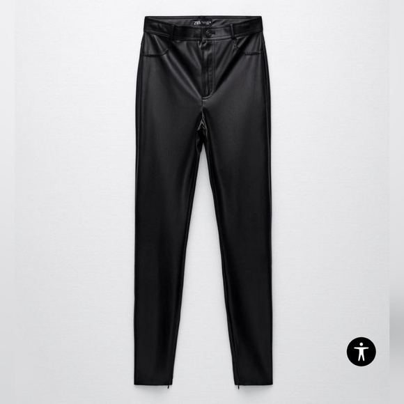 ❤️ NWT! ZARA HIGH RISE VEGAN LEATHER SKINNY PANTS / LEGGINGS, MEDIUM - Picture 6 of 16
